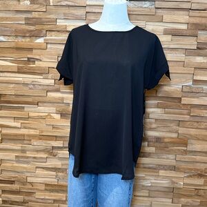 Doe & Rae  Black | Satin-Feel | Tie Sleeve Top | Various Sizes